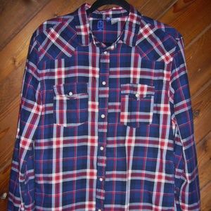 Divided H&M men dress shirt size M Blue plaid